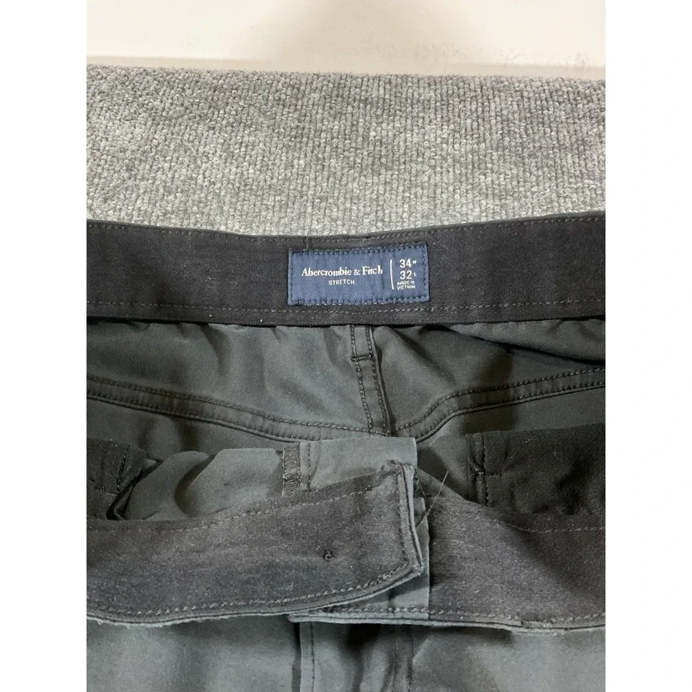 Abercrombie & Fitch Pants Mens 34x32 Black Stretch Chino Slim Straight Casual Dr